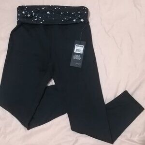 BNWT-- Wildfox High-Waisted Ankle Crop Leggings, Black/Black w. Scattered Stars